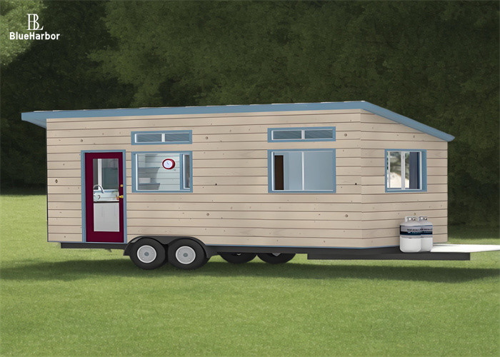 Struktur Baja Ringan Rumah Mini Prefabrik Trailer Beige 3 Ton Untuk 2-3 Orang