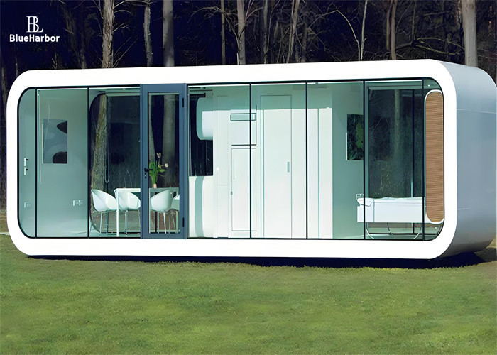 Kerangka tabung persegi Galvanized Space Capsule House untuk Desain Kantor Modern dan Kabin Apple Multifungsi